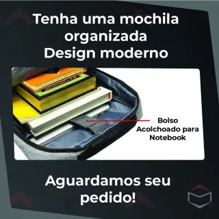 Mochila Resistente à Água com USB - Masculina e Feminino - Cinza