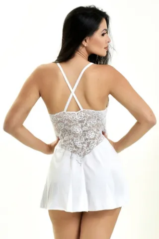 Lingerie Mia Decotada Renda Camisola - Rosa