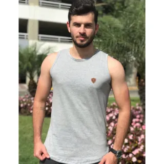 Camisa masculina listrada, regata Longline masculina - Cinza