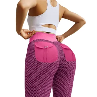 Calça Legging Esportiva Feminina Cintura Alta Bolsos Ioga/Fitness/Pêssego - Azul
