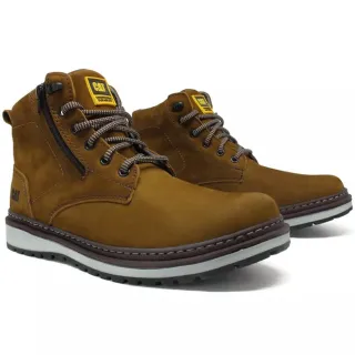 Oferta: Bota de Trabalho Caterpillar Masculina em Couro Legítimo com Zíper - Cinza