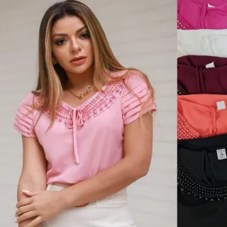 Moda Evangélica de alta costura: Blusas únicas com bordados e detalhes - MODELO 8