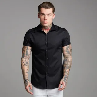 Manga Curta Camisa Social Lisa Masculina Slim Fit - Camisa Azul Marinho