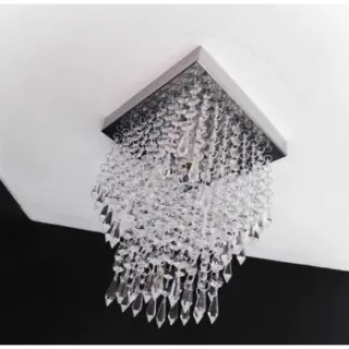 Base Prata - Lustre de Cristal Acrílico 20x20 - Lilás