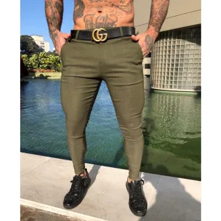 Super Skinny Calça Bengaline Verde Militar em alfaiataria - G