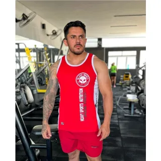 Fitness Masculina Regata Cavada - Camisa Black skull preta