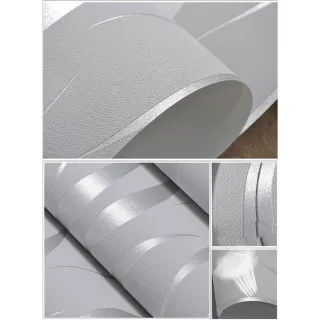 Alta Qualidade Papel de Parede Texturizado Erve Marinha Cinza Com Prata - Único