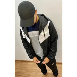 Promoção: Casaco corta vento masculino refletivo - Jaqueta de frio - Azul com preto