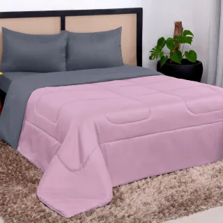 Promoção Edredom Casal Queen Barato - Dupla Face Bicolor - Pink e Preto