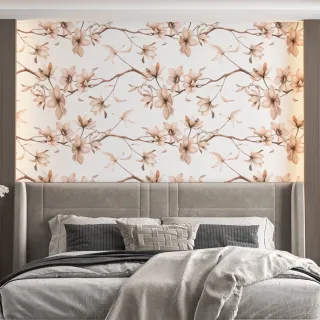 Rolo Papel Parede Floral Branco Amendoeira Quarto Sala 50cm x 50cm - Único