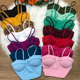 Promoção Cropped Neoprene Feminino com Bojo - Moda Blogueira - Rosa Bebe