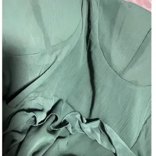 Vestido Longo Maxi de Festa à Noite Elegante Spaghetti Strap Tulle Ponto Verde - Verde