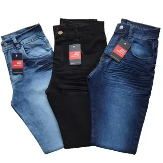 Calças Jeans Masculina Slim Original Kit 3 Elastano - 40