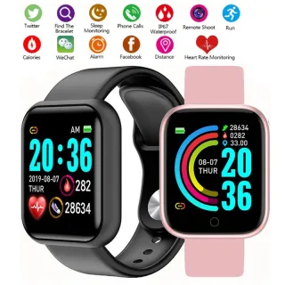 Smartwatch Rastreador de Frequência ASAZQ Y68/D20 para iOS/Android - Dourado Pink