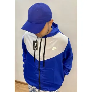 Promoção: Casaco corta vento masculino refletivo - Jaqueta de frio - Azul com preto