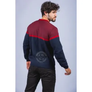 Suéter masculino bordado SEM - Preto com cinza inglês