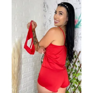 Pijama Feminino Confortável Short Doll Três Peças - gelo