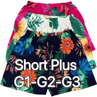 Bermuda Estampada Plus Size G1-G2-G3 Viscose - Kit com 3 Shorts Femininos - 3 Estampas variadas