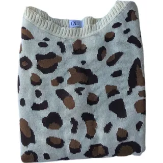 Lançamento Inverno: Blusa Animal Print Onça Manga Longa Tricô - Pink