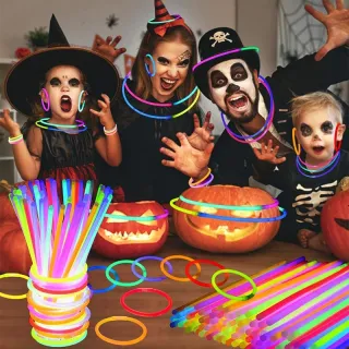 Pulseira Neon Fluorescente Tubo - 50 Unidades para Festas e Baladas - Único