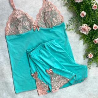 Pijama Linha Noite Baby Doll Feminino com Detalhe em Renda - ROMANCE C/ FROZEN