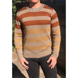 Suéter Cores Listrado - 3 Opções - azul/vernelho