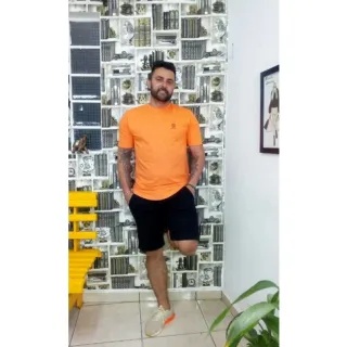 Camiseta Longline Masculina Lisa de Gola Redonda - Azul ramo kc