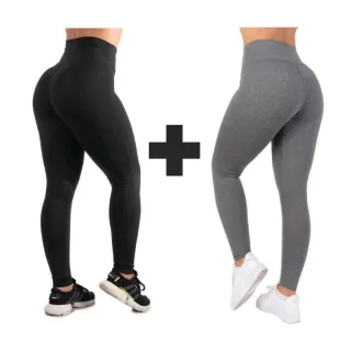 Caminhada Fitness Suplex Kit 2 Calças Legging Feminina Treino Academia - Estampada e Estampada