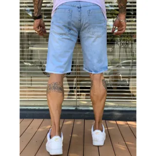 Coleção Primavera Verão Bermuda Masculina Jeans Destroyed - AZUL DESTROYED