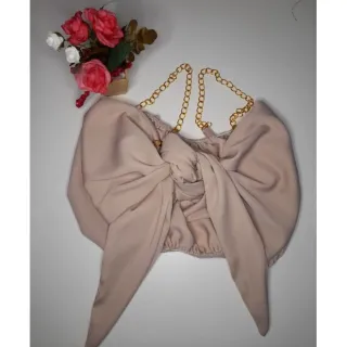 Blusa Cropped com corrente - Promoção diversas cores - Rose cetim1