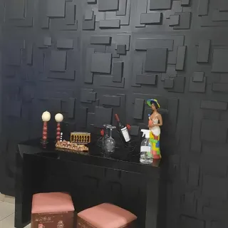 Painel 3D Revestimento Parede Gesso Luxo - Kit com 10 Placas - Estrela Preta