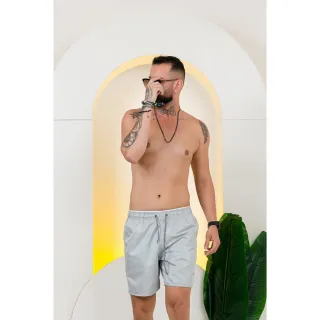 Calção Tactel Masculino Surf Mauricinho - Cores Lisas, Estilo Adulto - Chumbo