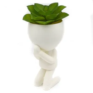 Kit Decore Design - Vaso Suculenta Robert Plant Bob - Kit Com 5 Vasos Suculentas - Preto