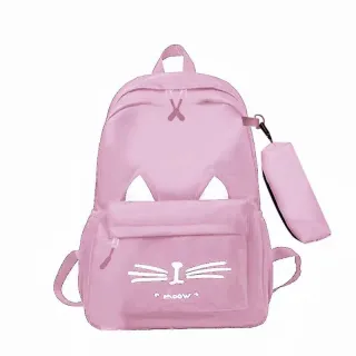 Pronta Entrega Mochila Feminina Ulzzang Harajuku Com Estojo - Grande Capacidade - cinza com estojo