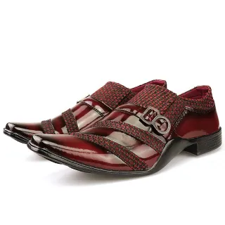 Confortável Sapato Social Masculino Verniz Estampado - Palha (6103)