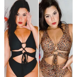 Maiô Suplex Trançado Onça com Bojo Colorido - Carnaval 2022 - Trançado lateral preto