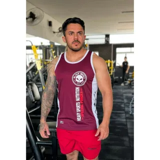 Fitness Masculina Regata Cavada - Camisa Black skull preta