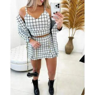 Blusa com Bojo + Short + Blazer Feminino - Conjunto - Modelo05