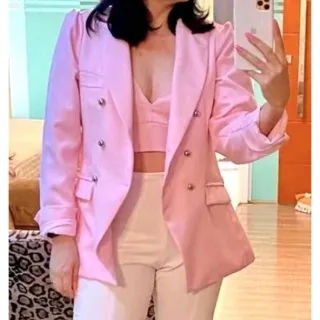 Moda Super Lindo Blazer Feminino em Alfaiataria com Botão - Preto