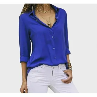 Camisa Social Feminina Lisa Manga Longa Premium - Raryel - Branco