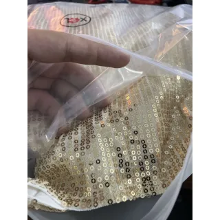 Jaqueta feminina curta de alfaiataria com lantejoulas e manga longa - Ouro