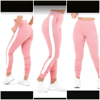 Calça Jogger Feminina Listrada em Crepe Slim com Bolso Bomber Tipo Moletom - Azul Escuro