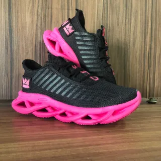 Moda fitness: Tênis Feminino Jaguar Oldsen para corrida, academia e caminhada - Preto Rosa