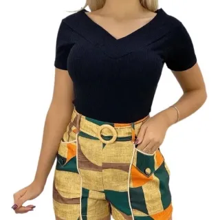 Moda Super Envio !! Blusa Feminina Canelada Manga Curta Ombro Básica - 0025 - Vinho