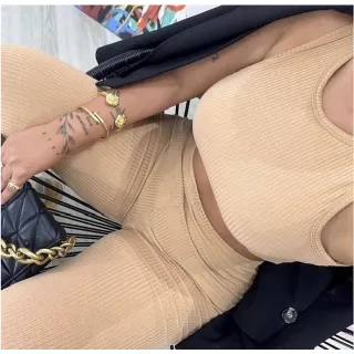 Moda Gringa: Conjunto Canelado Calça e Cropped Feminino - Blogueira Confortável - Lavanda Refrescande