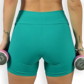 Suplex Esportivo Feminino Shorts Fitness Academia Cintura Alta Poliamida Cores - Azul Céu