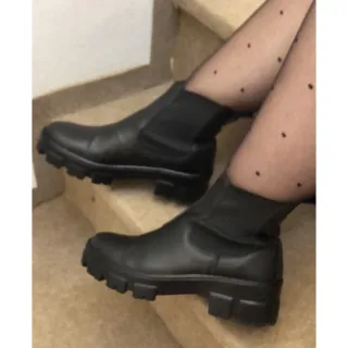 Botina Tratorada Coturno Feminina - Preto Fosco