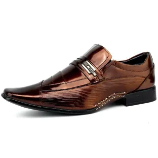 Cinto e Carteira + Relógio + Kit Sapato Social Em Couro Masculino - Preto