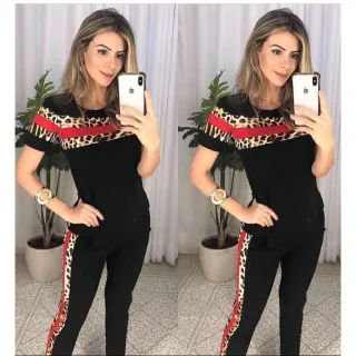 Faixas de Onça Animal Print - Conjunto Feminino