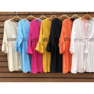 Moda Luxo Feminina: Kimono Curto Banho Piscina - Verao 661 - Preto